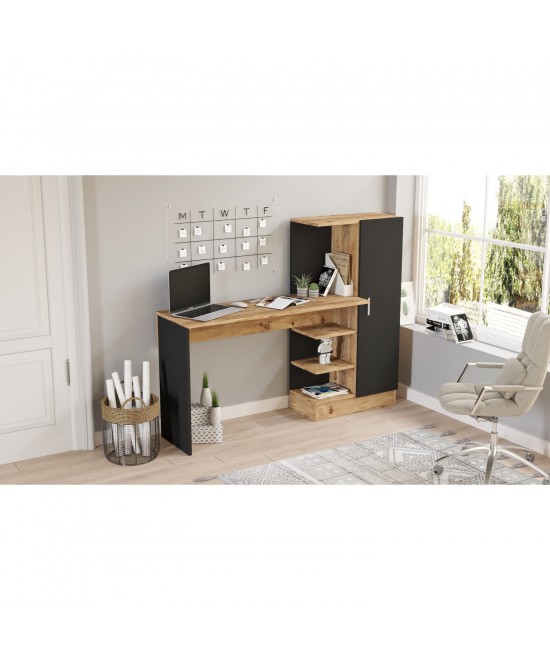 Γραφείο ArteLibre CAMDEN Πεύκο/Μαύρο Μοριοσανίδα 152.3x40x120cm