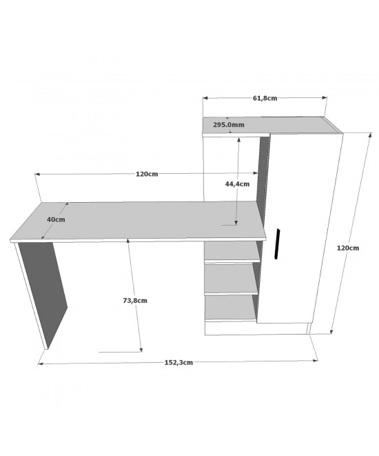 Γραφείο ArteLibre CAMDEN Πεύκο/Λευκό Μοριοσανίδα 152.3x40x120cm