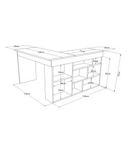Γραφείο ArteLibre CANN Πεύκο/Ανθρακί Μοριοσανίδα 115x120x72cm Γραφείο ArteLibre CANN Πεύκο/Ανθρακί Μοριοσανίδα 115x120x72cm