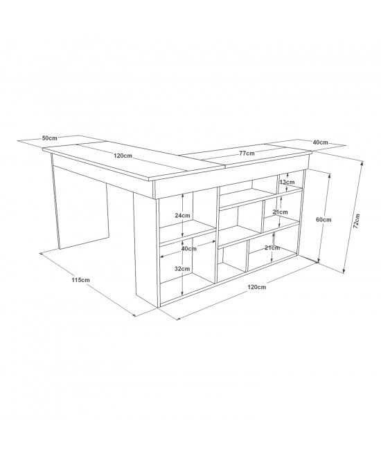 Γραφείο ArteLibre CANN Πεύκο/Ανθρακί Μοριοσανίδα 115x120x72cm