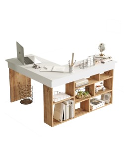 Γραφείο ArteLibre CANN Πεύκο/Λευκό Μοριοσανίδα 115x120x72cm