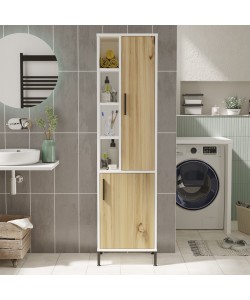 Ντουλάπι Μπάνιου ArteLibre CRANHAM Λευκό/Φυσικό Μοριοσανίδα/Μέταλλο 45.4x35.5x173.6cm