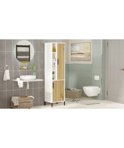 Ντουλάπι Μπάνιου ArteLibre CRANHAM Λευκό/Φυσικό Μοριοσανίδα/Μέταλλο 45.4x35.5x173.6cm
