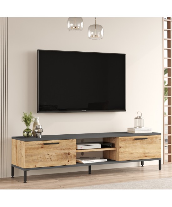 Έπιπλο Τηλεόρασης ArteLibre ENFIELD Πεύκο/Ανθρακί Μοριοσανίδα/Μέταλλο 160x35x39.1cm