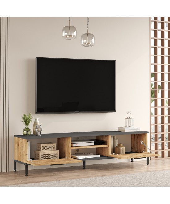 Έπιπλο Τηλεόρασης ArteLibre ENFIELD Πεύκο/Ανθρακί Μοριοσανίδα/Μέταλλο 160x35x39.1cm