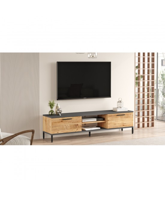 Έπιπλο Τηλεόρασης ArteLibre ENFIELD Πεύκο/Ανθρακί Μοριοσανίδα/Μέταλλο 160x35x39.1cm