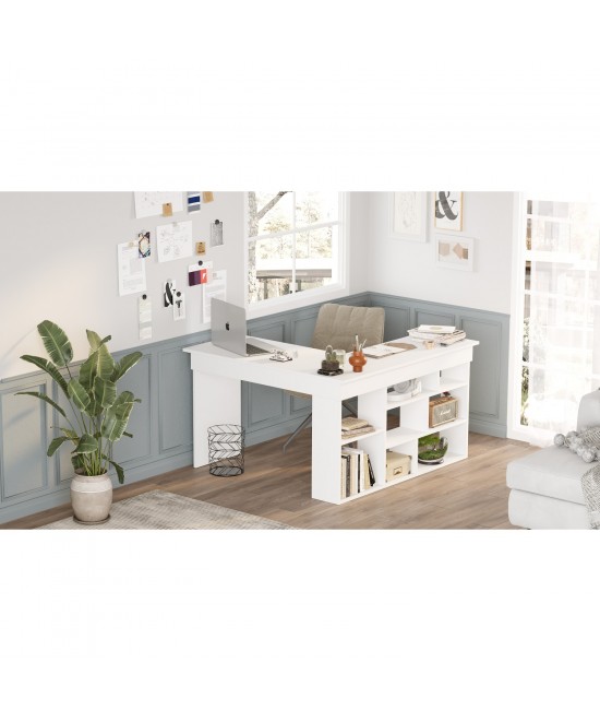 Γραφείο ArteLibre FELTHAM Λευκό Μοριοσανίδα 115x120x72cm