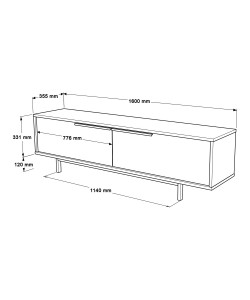 Έπιπλο Τηλεόρασης ArteLibre FINCHLEY Λευκό Μοριοσανίδα/Μέταλλο 160x35.5x45.1cm
