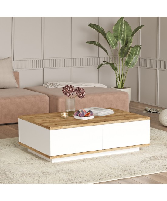 Τραπεζάκι Σαλονιού ArteLibre FRIERN Πεύκο/Λευκό Μοριοσανίδα 90x60x28.6cm