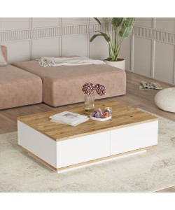 Τραπεζάκι Σαλονιού ArteLibre FRIERN Πεύκο/Λευκό Μοριοσανίδα 90x60x28.6cm