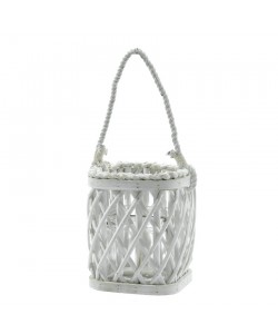 Φανάρι Με Γυάλινο Κηροπήγιο Λευκό Ξύλο Φ14x20cm