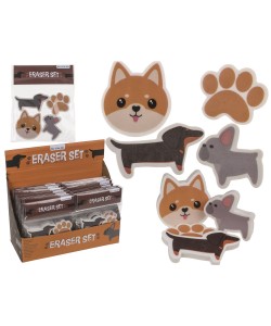 Γόμα Σκυλάκια Πολύχρωμο 12.5x6.5cm Σετ 4Τμχ