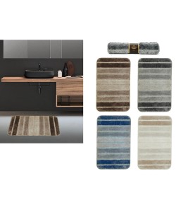 Χαλί Μπάνιου Αντιολισθητικό Ριγέ 1700gsm 100% Polyester 50x80cm Σε 4 Χρώματα