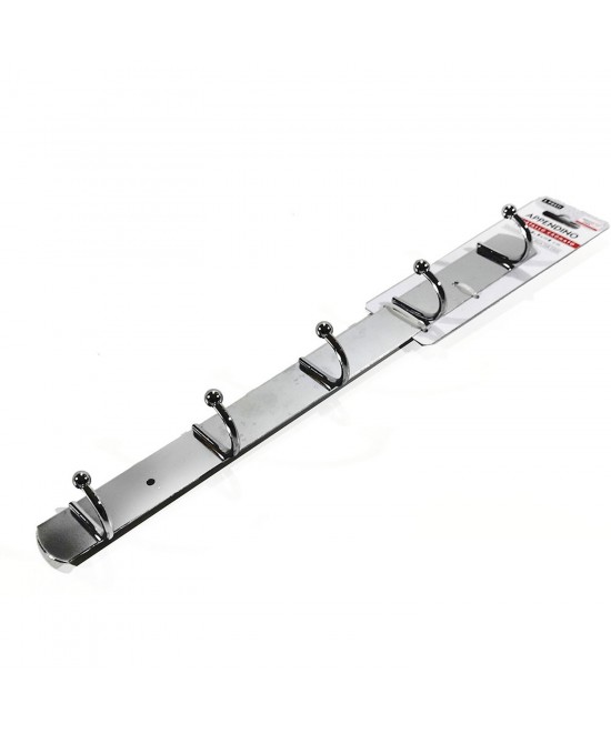 Κρεμάστρα Τοίχου 5 Θέσεων Χρώμιο Μέταλλο 38x4x5cm