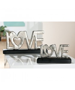 Διακοσμητικό ArteLibre 'Love' Σε Βάση Ασημί/Μαύρο Αλουμίνιο/Ξύλο 18x5x10cm