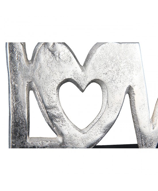Διακοσμητικό ArteLibre 'Love' Σε Βάση Ασημί/Μαύρο Αλουμίνιο/Ξύλο 28x5x14cm