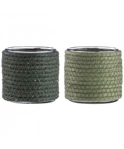 Κηροπήγιο ArteLibre Με Διακόσμηση Πράσινο/Διάφανο Γυαλί Φ11x10cm Σε 2 Αποχρώσεις