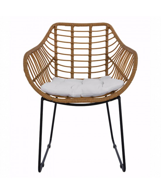 Πολυθρόνα Κήπου ArteLibre ABURIUS Φυσικό/Μαύρο Rattan/Μέταλλο 63x60x83.5cm Πολυθρόνα Κήπου ArteLibre ABURIUS Φυσικό/Μαύρο Rattan/Μέταλλο 63x60x83.5cm