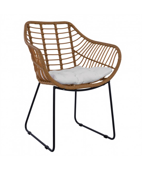 Πολυθρόνα Κήπου ArteLibre ABURIUS Φυσικό/Μαύρο Rattan/Μέταλλο 63x60x83.5cm Πολυθρόνα Κήπου ArteLibre ABURIUS Φυσικό/Μαύρο Rattan/Μέταλλο 63x60x83.5cm