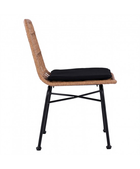 Καρέκλα Κήπου ArteLibre AFRANIUS Φυσικό/Μαύρο Rattan/Μέταλλο 47x50x85cm