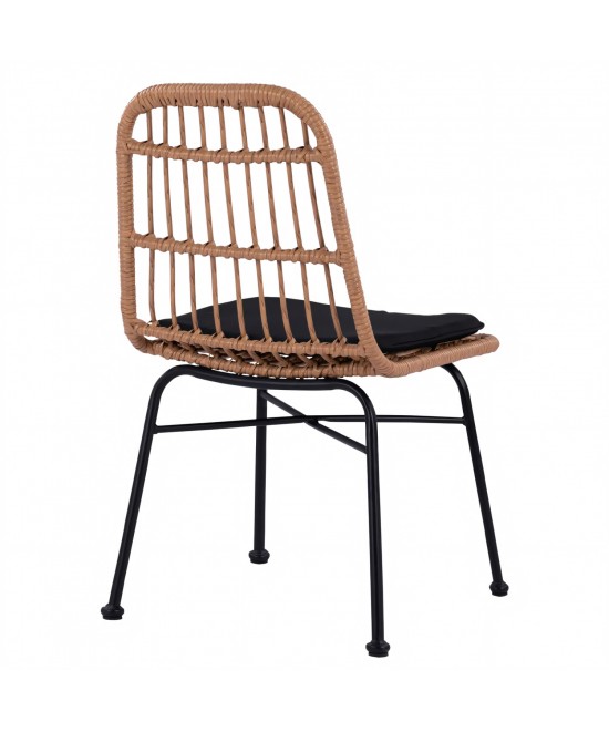 Καρέκλα Κήπου ArteLibre AFRANIUS Φυσικό/Μαύρο Rattan/Μέταλλο 47x50x85cm