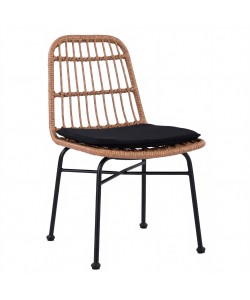 Καρέκλα Κήπου ArteLibre AFRANIUS Φυσικό/Μαύρο Rattan/Μέταλλο 47x50x85cm