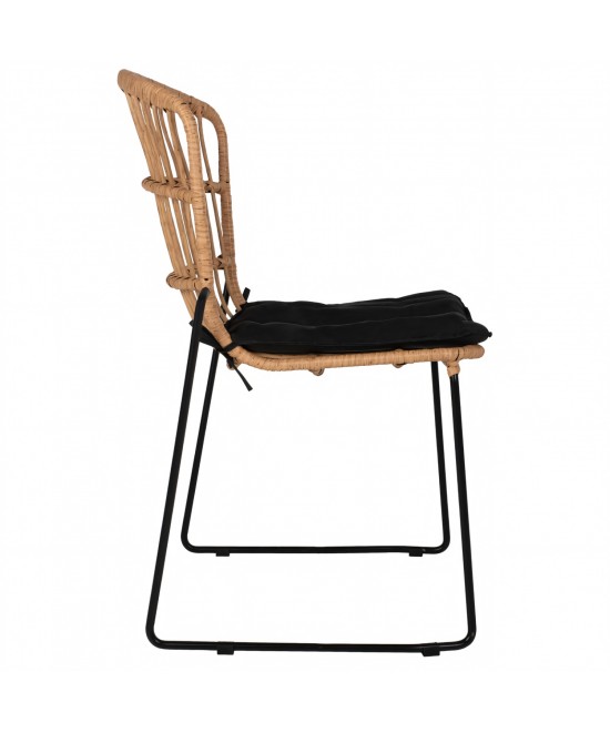 Καρέκλα Κήπου ArteLibre ALFENUS Φυσικό/Μαύρο Rattan/Μέταλλο 50x55x84cm