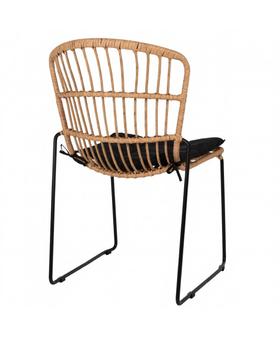 Καρέκλα Κήπου ArteLibre ALFENUS Φυσικό/Μαύρο Rattan/Μέταλλο 50x55x84cm