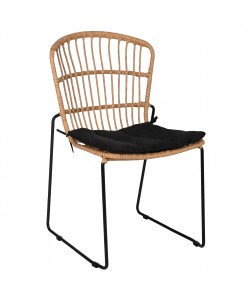 Καρέκλα Κήπου ArteLibre ALFENUS Φυσικό/Μαύρο Rattan/Μέταλλο 50x55x84cm