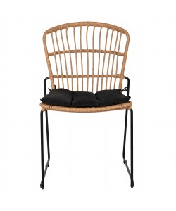 Καρέκλα Κήπου ArteLibre ALFENUS Φυσικό/Μαύρο Rattan/Μέταλλο 50x55x84cm