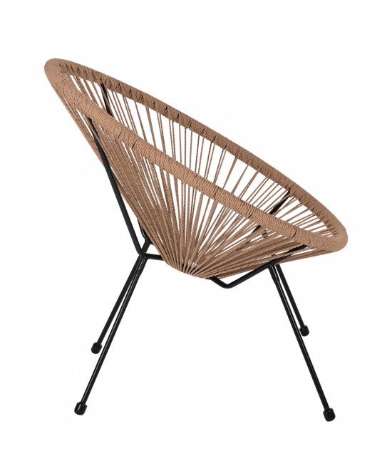 Πολυθρόνα Κήπου ArteLibre APRONIUS Φυσικό/Μαύρο Rattan/Μέταλλο 71x73x77cm