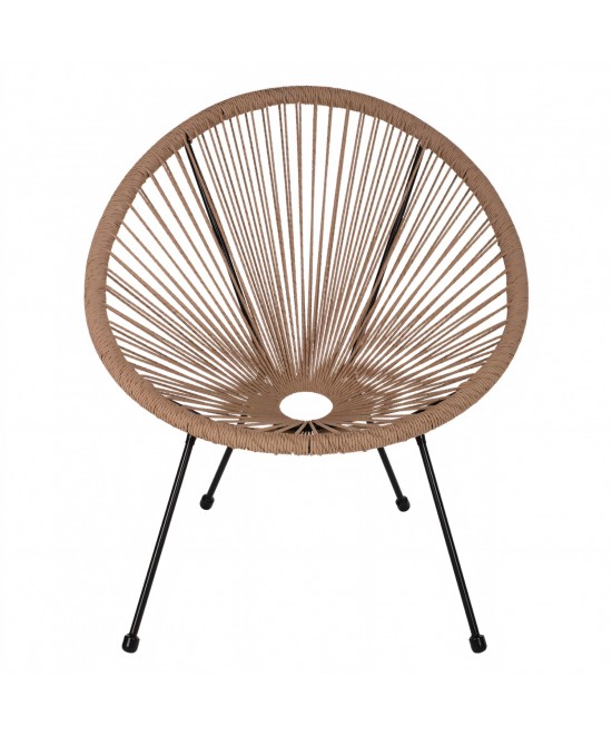 Πολυθρόνα Κήπου ArteLibre APRONIUS Φυσικό/Μαύρο Rattan/Μέταλλο 71x73x77cm