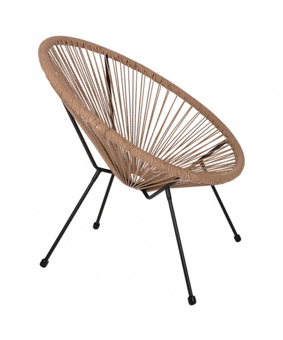 Πολυθρόνα Κήπου ArteLibre APRONIUS Φυσικό/Μαύρο Rattan/Μέταλλο 71x73x77cm
