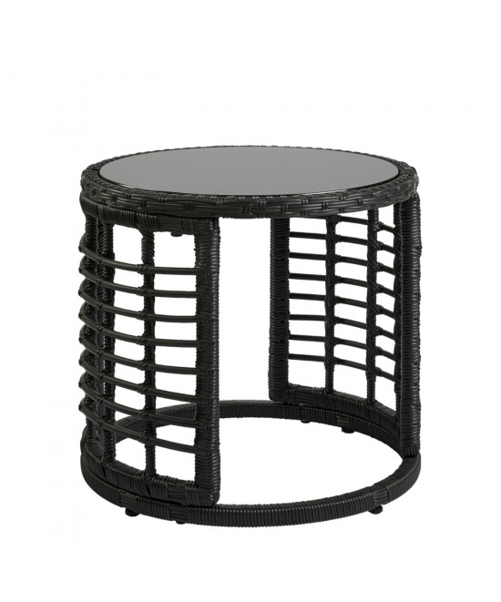 Τραπεζάκι Κήπου ArteLibre AURIUS Μαύρο Rattan/Γυαλί Φ45x40cm Τραπεζάκι Κήπου ArteLibre AURIUS Μαύρο Rattan/Γυαλί Φ45x40cm