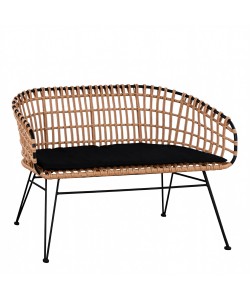 Καναπές Κήπου ArteLibre ARVENIUS Φυσικό/Μαύρο Rattan 124x57x77cm