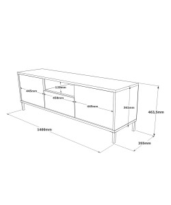 Έπιπλο Τηλεόρασης ArteLibre ARGYLL Φυσικό/Μαύρο Μοριοσανίδα/Μέταλλο 140x35.5x46.4cm