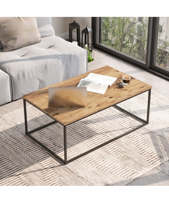 Τραπεζάκι Σαλονιού ArteLibre RENFREW Πεύκο/Ανθρακί Μοριοσανίδα/Μέταλλο 100x60x40cm