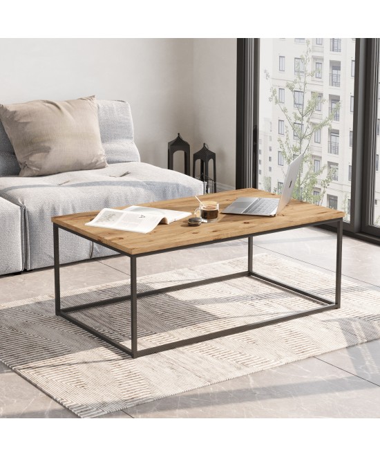 Τραπεζάκι Σαλονιού ArteLibre RENFREW Πεύκο/Ανθρακί Μοριοσανίδα/Μέταλλο 100x60x40cm