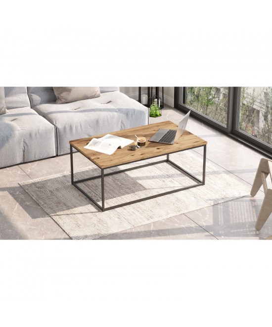 Τραπεζάκι Σαλονιού ArteLibre RENFREW Πεύκο/Ανθρακί Μοριοσανίδα/Μέταλλο 100x60x40cm