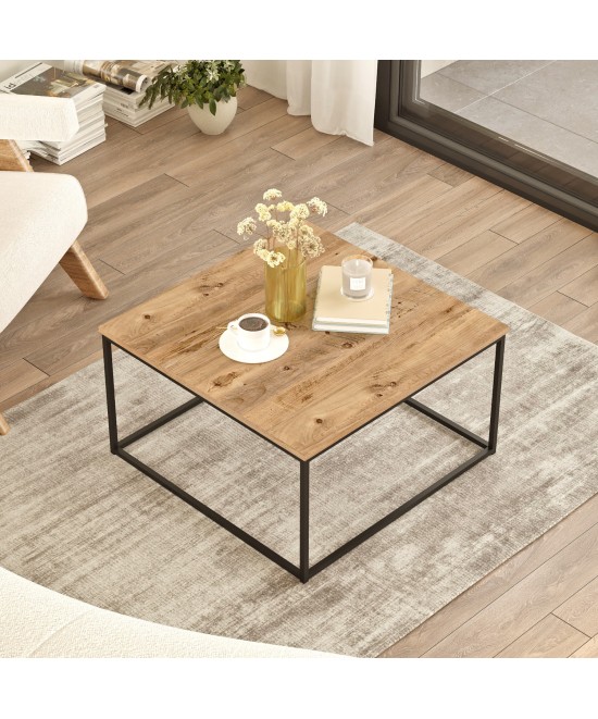 Τραπεζάκι Σαλονιού ArteLibre DUMFRIES Πεύκο/Ανθρακί Μοριοσανίδα/Μέταλλο 72x72x40cm