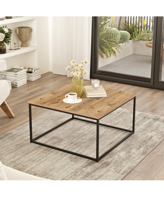 Τραπεζάκι Σαλονιού ArteLibre DUMFRIES Πεύκο/Ανθρακί Μοριοσανίδα/Μέταλλο 72x72x40cm