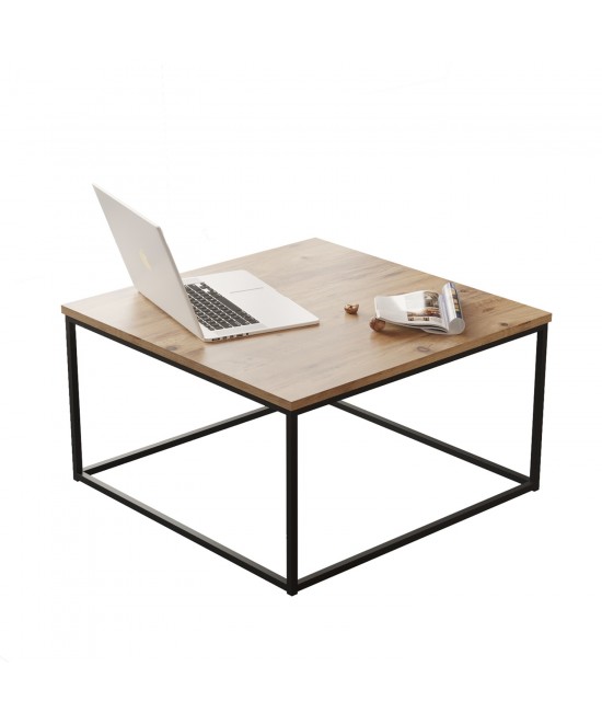 Τραπεζάκι Σαλονιού ArteLibre DUMFRIES Πεύκο/Ανθρακί Μοριοσανίδα/Μέταλλο 72x72x40cm