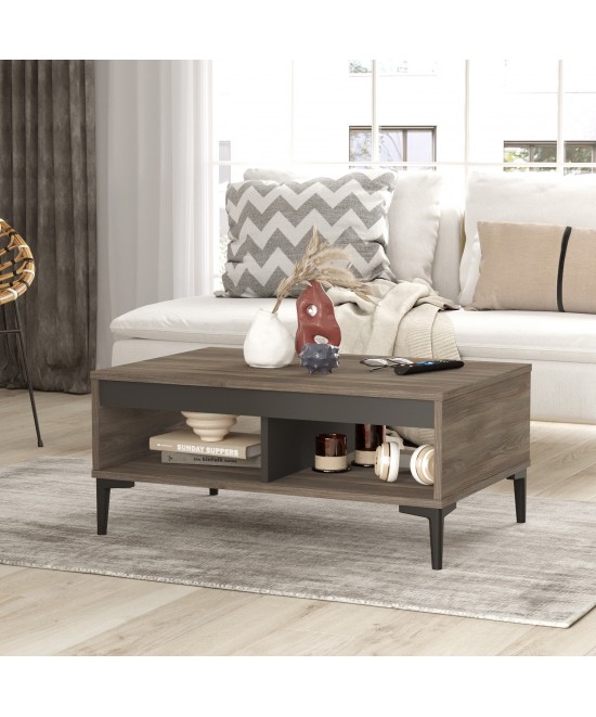 Τραπεζάκι Σαλονιού ArteLibre STIRLING Καφέ/Ανθρακί Μοριοσανίδα/Μελαμίνη 90x60x40.6cm