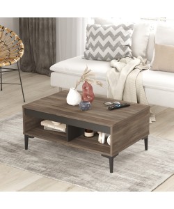 Τραπεζάκι Σαλονιού ArteLibre STIRLING Καφέ/Ανθρακί Μοριοσανίδα/Μελαμίνη 90x60x40.6cm