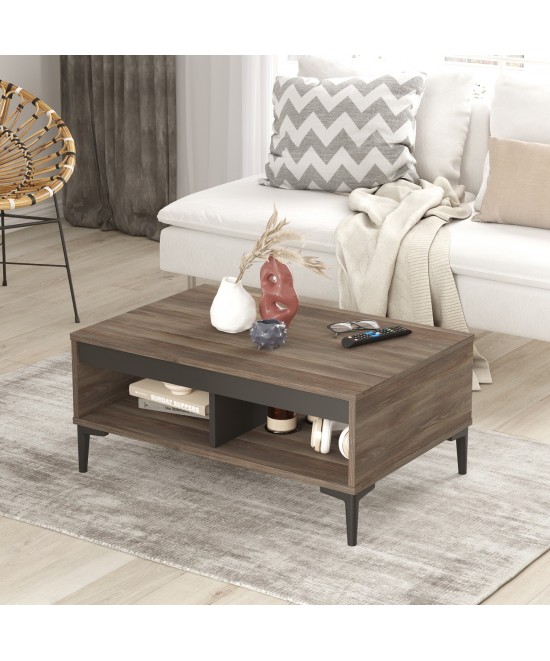 Τραπεζάκι Σαλονιού ArteLibre STIRLING Καφέ/Ανθρακί Μοριοσανίδα/Μελαμίνη 90x60x40.6cm