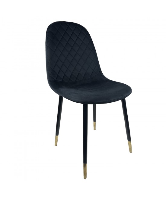 Καρέκλα Τραπεζαρίας ArteLibre BEDFORD Μαύρο Βελούδο/Μέταλλο 53x44x86cm