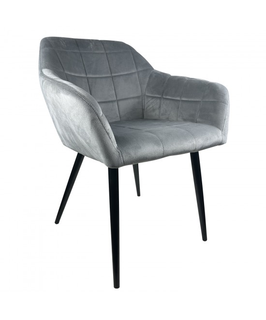 Καρέκλα Τραπεζαρίας ArteLibre GRAHAM Γκρι/Μαύρο Βελούδο/Μέταλλο 57x43x82cm