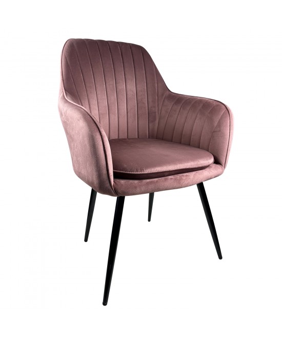 Καρέκλα Τραπεζαρίας ArteLibre MYRTLE Σάπιο Μήλο/Μαύρο Βελούδο/Μέταλλο 57x43x82cm