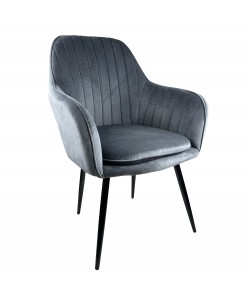 Καρέκλα Τραπεζαρίας ArteLibre MYRTLE Γκρι/Μαύρο Βελούδο/Μέταλλο 57x43x82cm