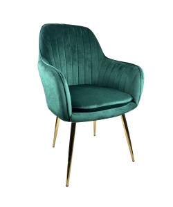 Καρέκλα Τραπεζαρίας ArteLibre MYRTLE Κυπαρισσί/Χρυσό Βελούδο/Μέταλλο 57x43x82cm